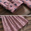 Women Leaf Print Long Sleeve Drawstring Waist Dresses - Image 8