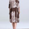 Women Vintage Cotton Linen Print Kaftan Style Dress - Image 4