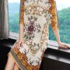 Women Vintage Printing Floral Irregular Dress - Image 2