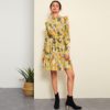 Yellow Floral Frill Trim Botanical Dress - Image 4