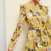 Yellow Floral Frill Trim Botanical Dress - Image 5
