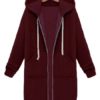 Zipper Long Sleeve Hooded Coat - Image 3