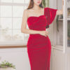 Asymmetrical Neck Shaping Velour Dress