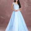 Blue Pageant  Backless Maxi Prom Dresses - Image 2