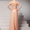Beading V-Neck Short Sleeves Sheath Evening Dress - Image 4