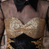 Black Beading Cowl Neck Long Sleeves Sheath Organza Cocktail Dress - Image 5