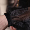 Black Beading Cowl Neck Long Sleeves Sheath Organza Cocktail Dress - Image 7