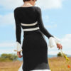 Black Bodycon Dress Long Sleeve Party Dress Cut Out High Low Shaping Dress - Image 3
