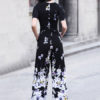 Black Floral Jumpsuit Short Sleeve Wide Leg Jumpsuit - Image 2