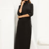 Black Maxi Dress High Collar Split Casual Dress - Image 3