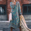 Boho Dress Full Sleeve Loose Printed Shift Long Dress - Image 3