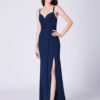 Evening Dresses Dark Navy Straps High Split Prom Dress Maxi Bridesmaid Dresses - Image 2