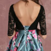 Floral Lace Backless Printed Prom Party Dress - Image 3