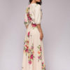 Floral Maxi Dress Half Sleeve Round Neck Tie Waist Ecru White Dress - Image 2