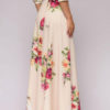 Floral Maxi Dress Half Sleeve Round Neck Tie Waist Ecru White Dress - Image 3