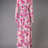 Floral Maxi Dress Long Sleeve Boho Dress V Neck Split Pink Fall Dress - Image 3