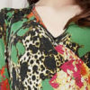 Floral Maxi Dress Long Sleeve Dress V Neck Split Gree Tropical Dress - Image 4