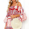 Floral Summer Off Shoulder Boho Flared Dress