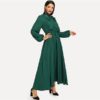 Green Lantern Sleeve Tied Neck Cotton Dress - Image 2
