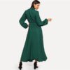 Green Lantern Sleeve Tied Neck Cotton Dress - Image 4