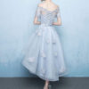 Off The Shoulder Applique Short Sleeve A Line Asymmetrical Graduation Dress - Image 4