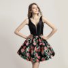 Little Black Prom Floral Print V-Neck Short Mini Party Summer Dress - Image 5