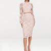 Long Sleeve Lace Dress Crewneck Shaping Midi Dress - Image 2