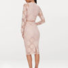 Long Sleeve Lace Dress Crewneck Shaping Midi Dress - Image 3