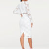 Long Sleeve Lace Dress Crewneck Shaping Midi Dress - Image 6