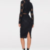Long Sleeve Lace Dress Crewneck Shaping Midi Dress - Image 9
