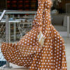 Long Sleeve Maxi Dress Plunging Polka Dot Split Party Dress - Image 5