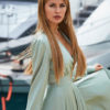 Long Sleeve Maxi Dress V Neck Party Dress Split Casual Dress - Image 4