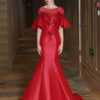 Mermaid Luxury Flowers Illusion Bell Sleeve Formal Evening Dress - Image 2
