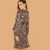 Multicolor Casual Leopard Print Belted Ruffle  Dress - Image 2