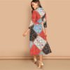 Multicolor Patchwork Print Shirt Dress - Image 3