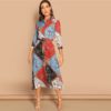 Multicolor Patchwork Print Shirt Dress - Image 4