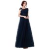 Navy Blue Prom Fashionable Cap Sleeves Mother evening Gowns - Image 3