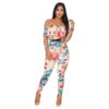 Off Shoulder Jumpsuit Floral Print Ruffle Summer Beachwear - Image 3