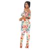 Off Shoulder Jumpsuit Floral Print Ruffle Summer Beachwear - Image 2