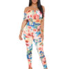 Off Shoulder Jumpsuit Floral Print Ruffle Summer Beachwear