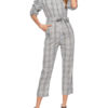 Off The Shoulder Jumpsuit Half Sleeve Plaid Casual Jumpsuit For Women