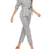 Off The Shoulder Jumpsuit Half Sleeve Plaid Casual Jumpsuit For Women - Image 2