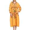 Oversized Boho V Neck Ethnic Embroidered Cotton Long Dress - Image 2