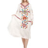 Oversized Boho V Neck Ethnic Embroidered Cotton Long Dress - Image 4
