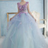 Pastel Blue Princess Pearl Flower Prom Dress