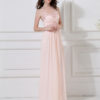 Peach Formal Evening Chiffon Beaded Prom Party Wedding Dress - Image 2