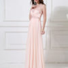 Peach Formal Evening Chiffon Beaded Prom Party Wedding Dress - Image 4