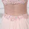 Peach Formal Evening Chiffon Beaded Prom Party Wedding Dress - Image 6