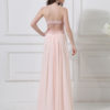 Peach Formal Evening Chiffon Beaded Prom Party Wedding Dress - Image 8