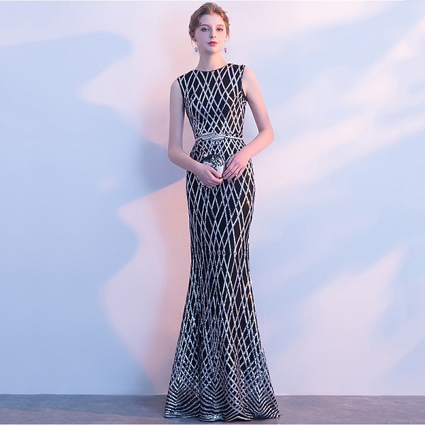 Prom Dresses High Neck Zipper Back Evening Party Gowns